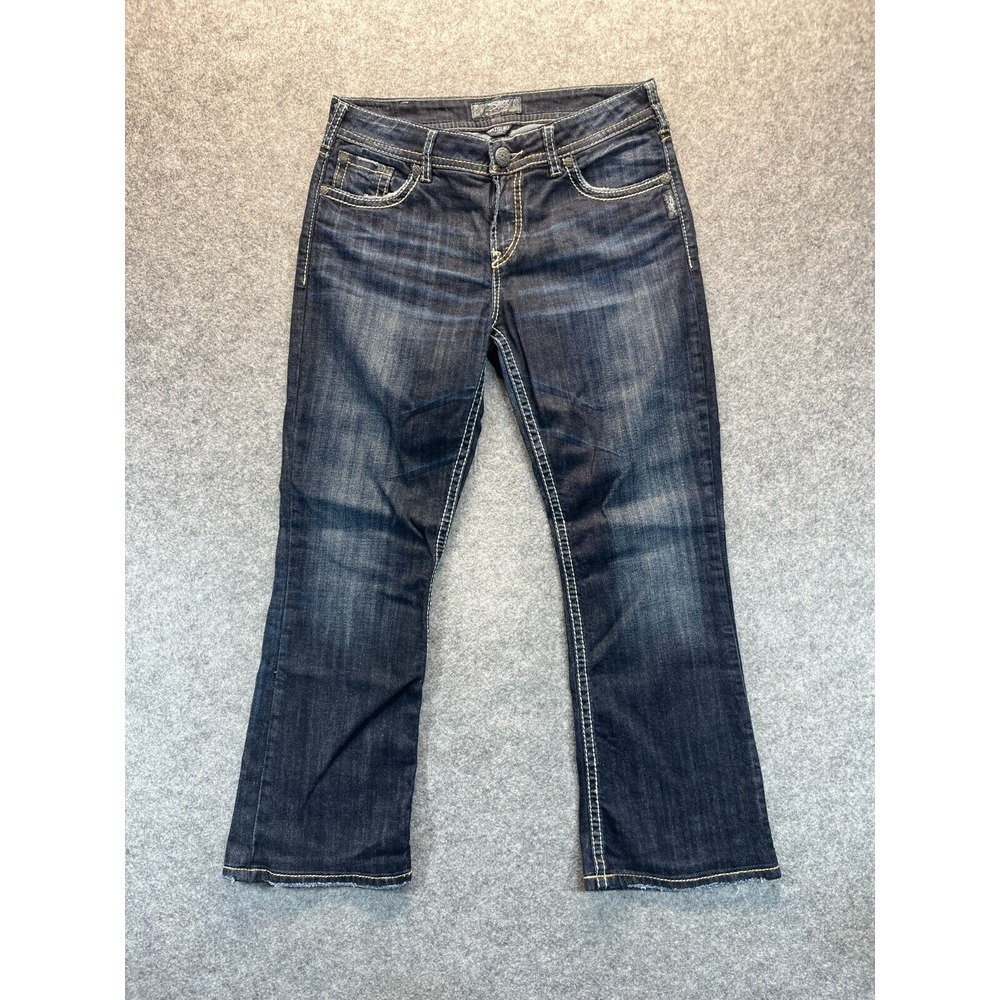 Silver‎ Jeans Women's 31x27 Natsuki Bootcut Dark Blue Women's Thick Stich Denim